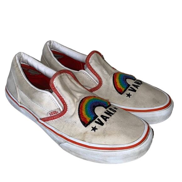 Vans Embroidered Rainbow Slip On Sneakers Unisex Juniors 6.5 - Picture 1 of 11
